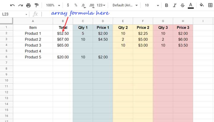 array-formula-to-multiply-every-two-columns-and-total-in-google-sheets