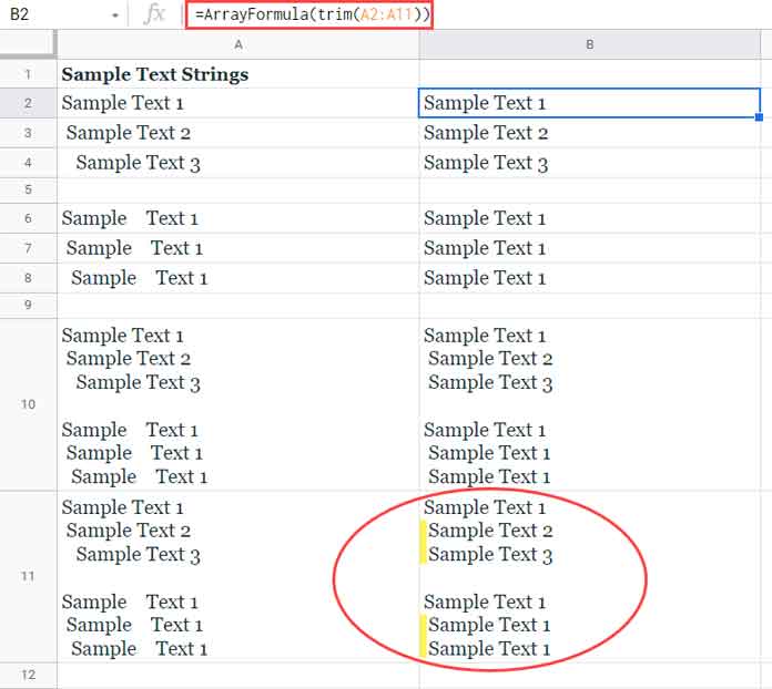 TRIM Spaces and Issue with Newline Character