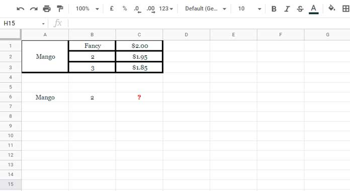 Vlookup in Merged Cells - Example 1