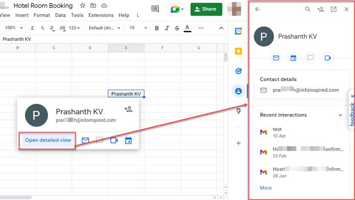 Viewing Contact Details in Cells