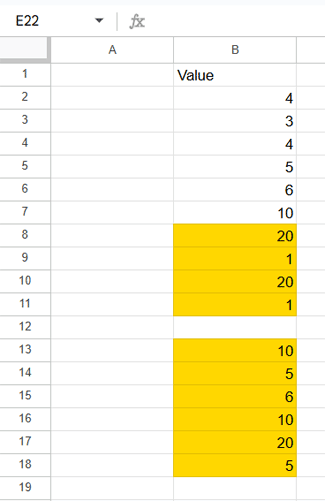 Google Sheets highlighting the last N rows using a custom formula