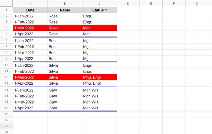 Highlighting the Latest Value Change Rows - 1 column