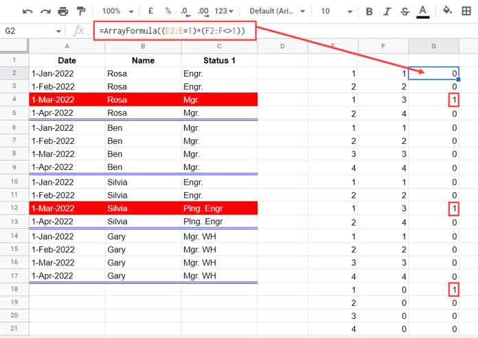 Steps - Cumulative Count of Name and Status