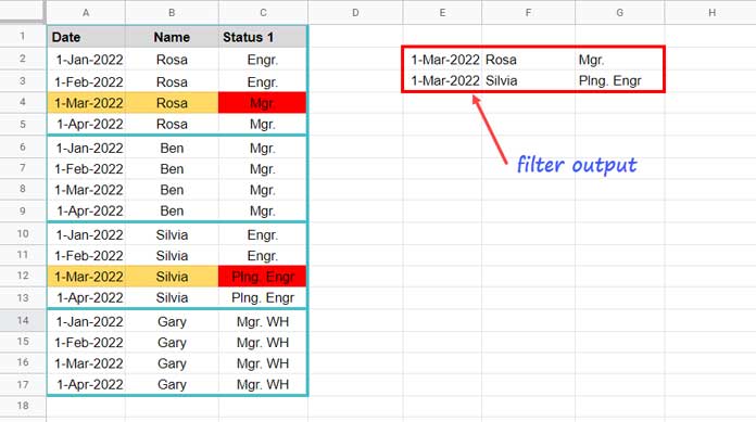 Filter Last Status Change Rows - Single Column