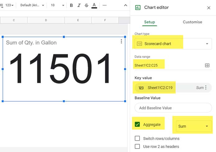 Scorecard Chart - Chart Editor for Settings