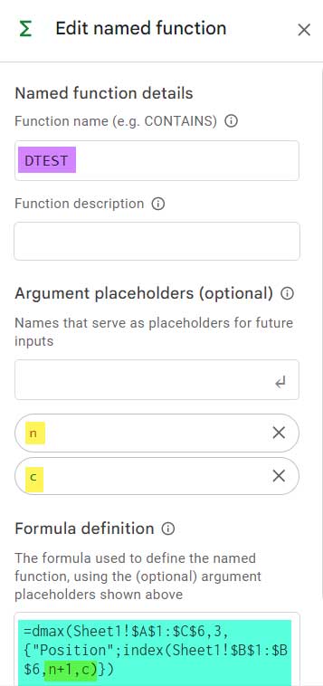 Named Function - DTEST