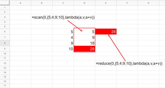 SCAN and REDUCE Functions - Similarities