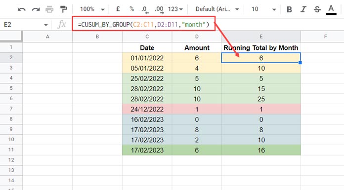 Custom Named Function - Running Total by Month