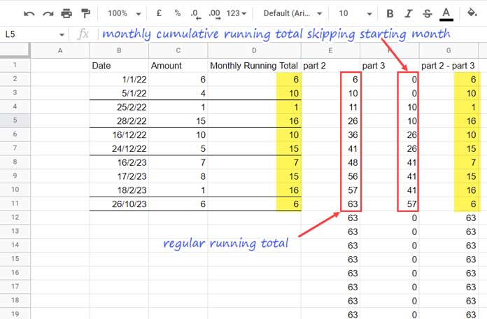 Running Total with Monthly Reset - SUMIF