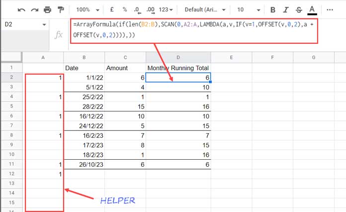 Running Total with Monthly Reset - SCAN and Helper Column