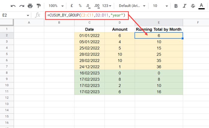 Custom Named Function - Running Total by Year