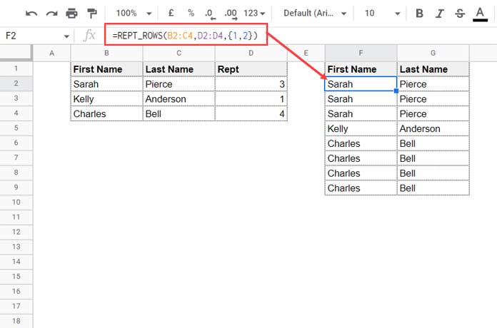 REPT_ROWS Function to Repeat Multiple Rows - Basic