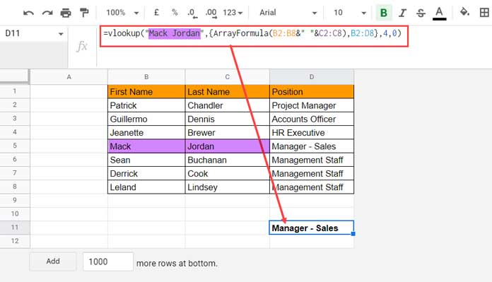 Vlookup and a virtual helper column in Google Sheets