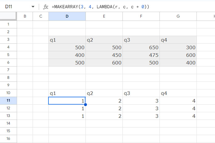 Role of MAKEARRAY in Sorting a 2D Array