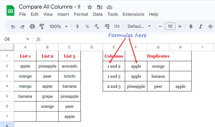 Compare All Columns with Each Other for Duplicates - E.g. 1