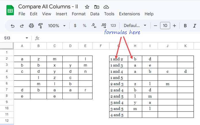 Compare All Columns with Each Other for Duplicates - E.g. 2