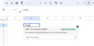 COPY_TO_MASTER_SHEET Named Function Google Sheets