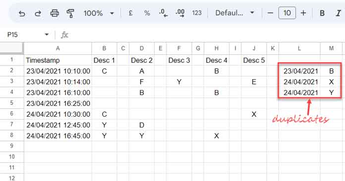 Timestamp and Multiple Value Columns