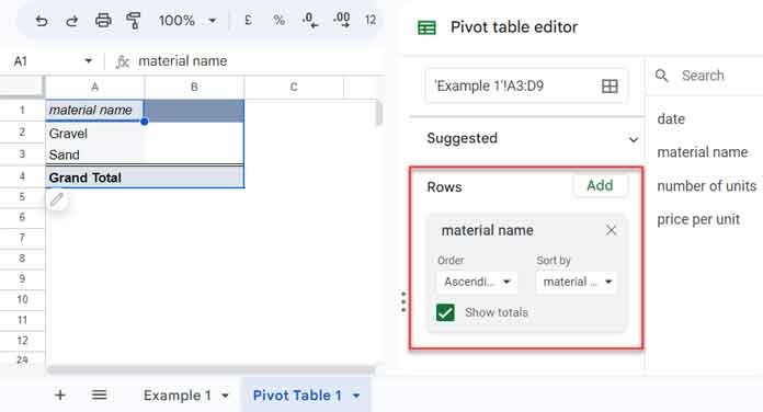 Pivot Grouping: Rows