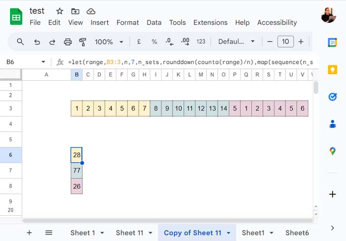 Array Formula to Sum Sets of Values in a Row