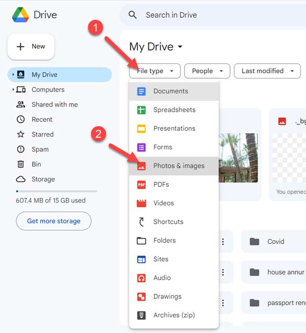 Get the Preview All Images at a Place in Google Drive