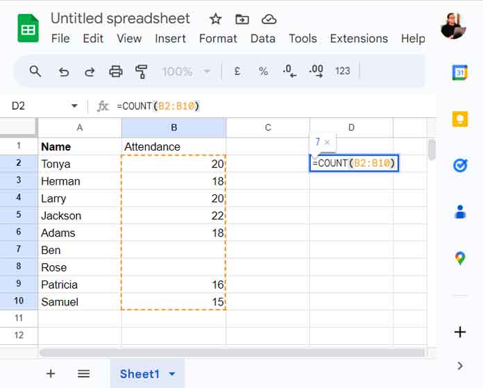 COUNT and COUNTA Usage