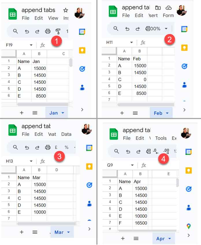 Sample Data for Merging