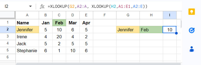 Nested XLOOKUP withing one table - Example 2