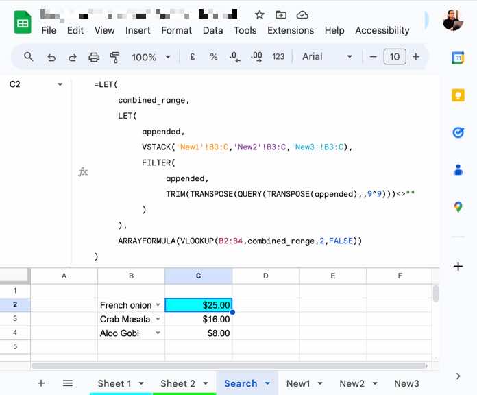 Example to VLOOKUP Across Sheets