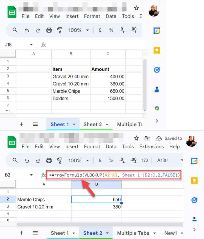 Vlookup from Another Sheet: Example