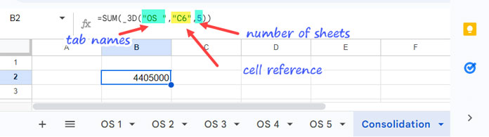 3-D Reference Example #1: Using a Cell Reference