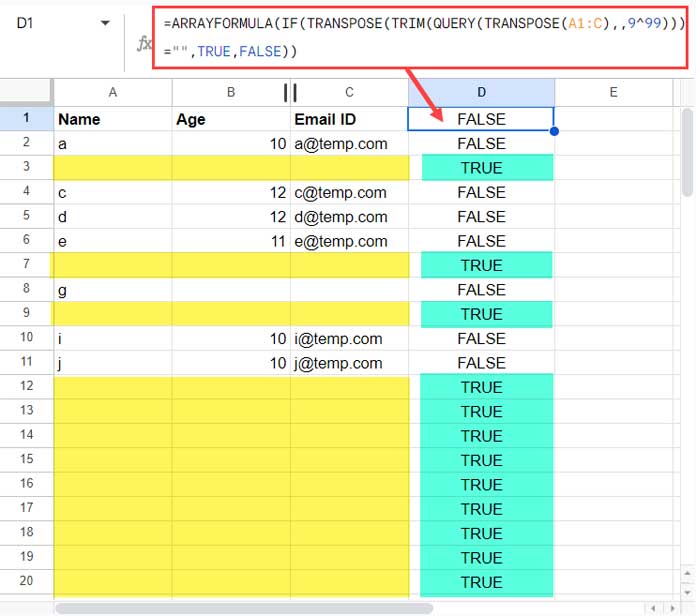 Helper Column to Mark Blank Rows