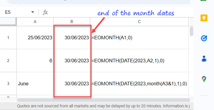 EOMONTH Function Examples: End of the Month Dates