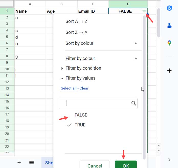 Filter Empty Rows Using Helper Column