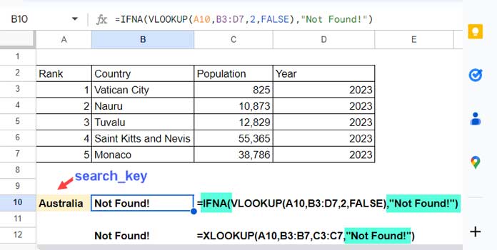 VLOOKUP vs XLOOKUP Key Difference 1: Handling #N/A Errors