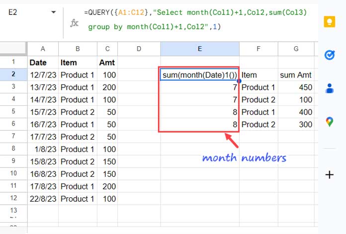 QUERY Formula: Month Number