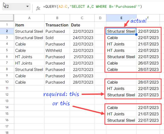 Return Unique Rows in Google Sheets Query: Multiple Columns