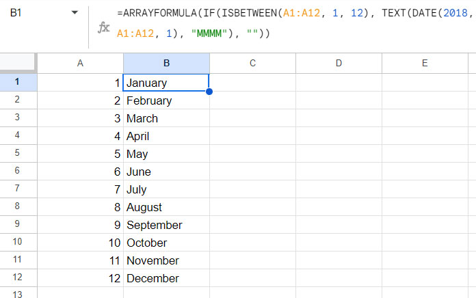 Array Formula for Converting Month Serial Numbers to Month Text