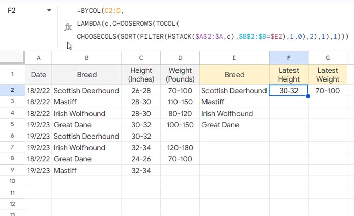 BYCOL and MAP for Array Formula (Explanation)