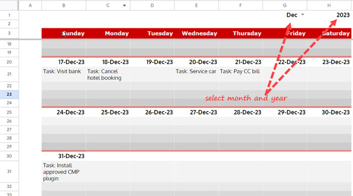 Calendar View of To-Do List in Google Sheets