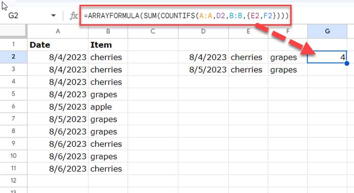 COUNTIFS Array Formula with OR Condition