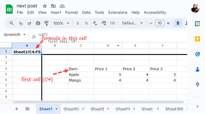 Suggested Area for Data Entry