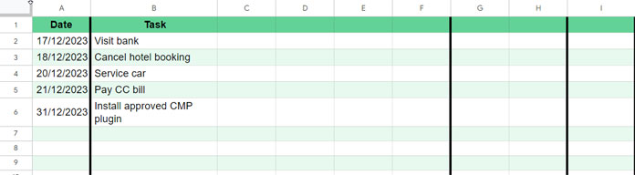 To-Do List in Spreadsheets