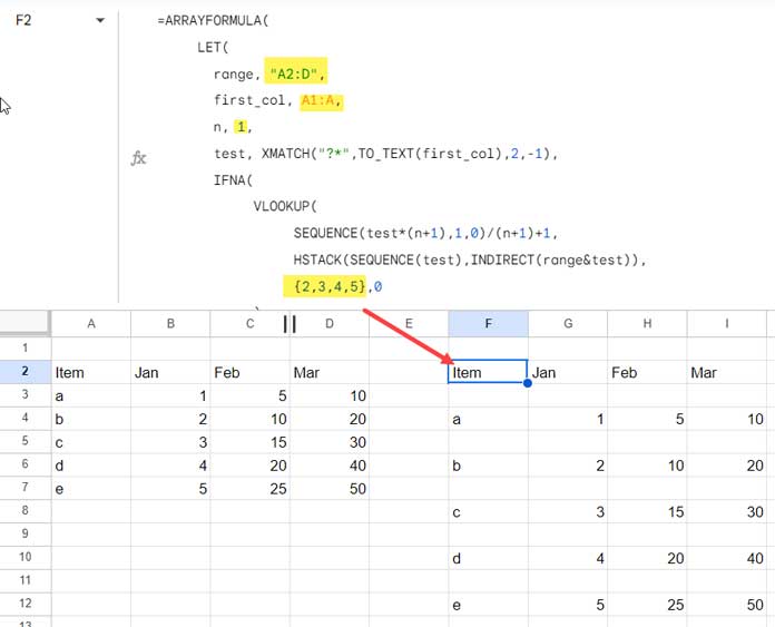 Insert 1 blank row after every other row in Google Sheets (4 columns).