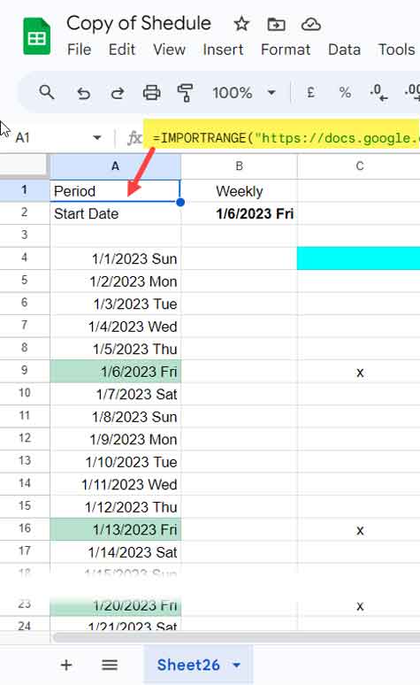 Google Sheets copy for data processing.