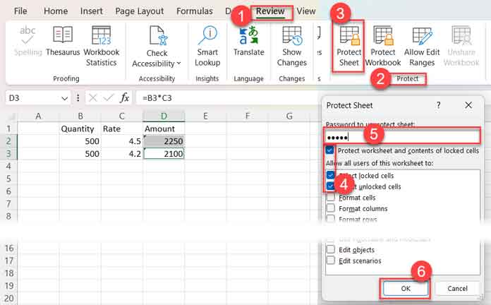 How to hide formulas in Excel and protect them with a password.