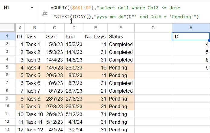 QUERY SELECT and WHERE clause example