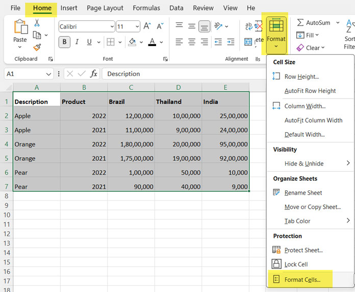 Insert an Excel table with borders in Gmail