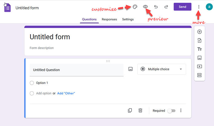 Google Forms home page