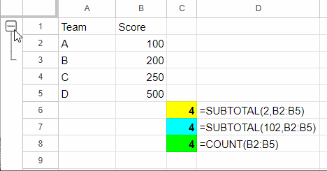 Hiding rows in Google Sheets by Grouping